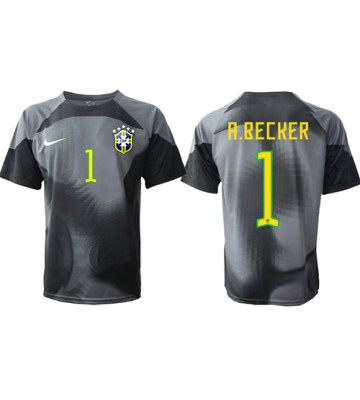 Brazil Alisson Becker #1 Goalkeeper Replica Home Stadium Shirt World Cup 2022 Short Sleeve